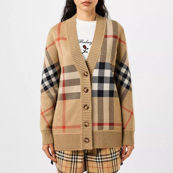Burberry Women's Check Wool Caragh Cardigan - Picture 2 of 13
